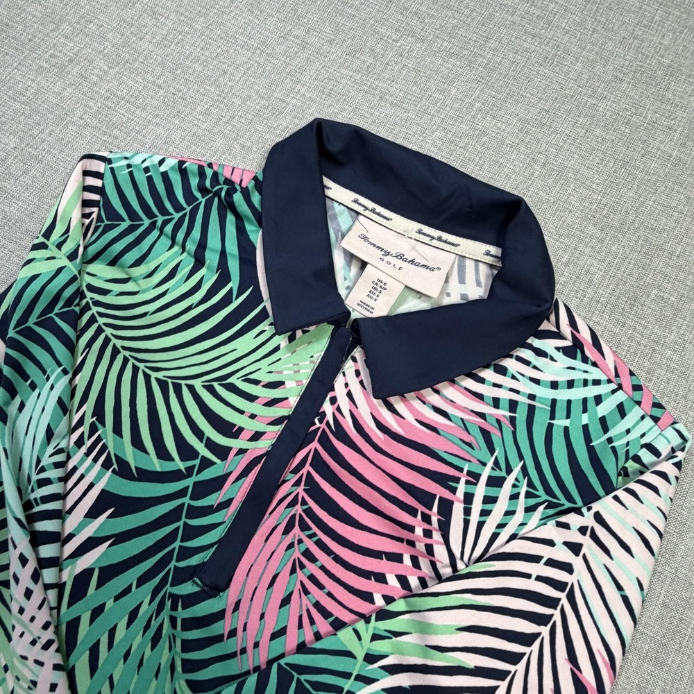 Tommy Bahama Golf 1/2 Zip Tropical Polo Womens Small Multicolor Long Sleeve